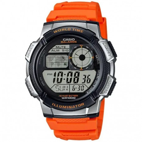 Men's Watch Casio WORLD TIME ILLUMINATOR Orange (Ø 43 mm)