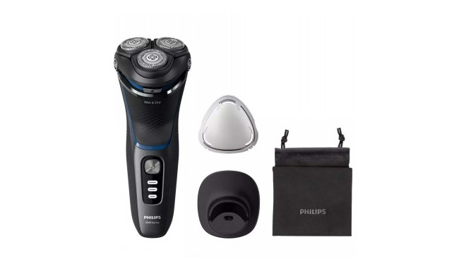 PHILIPS SHAVER 3000 SERIES RECHARGEABLE SHAVER 5D WETDRY DOCK BAG CAP