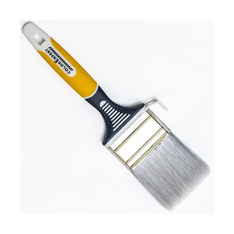 Pintsel, lapik, 60mm, valkjashallid harjased, kollane 3K käepide