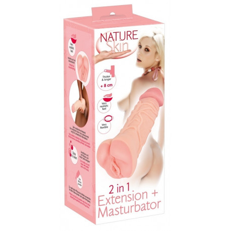 Nature Skin masturbaator ja peenisepikendus 2-ühes