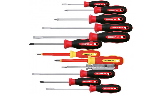 Gedore Red 2K Screwdriver set XXL, 12 parts (red / black, incl. Phase tester)