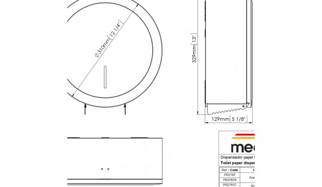 MEDICLINICS PR2787 tualetinio pop. dozatorius 27,5Øcm, balta