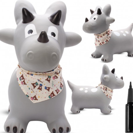 Kummist hüppeloom DINO 59cm pumbaga bandaaniga, hall