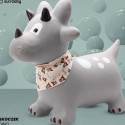 Skoczek gumowy dla dzieci DINO 59 cm szary z bandaną do skakania z pompką