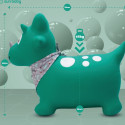 Skoczek gumowy dla dzieci DINO 59 cm zielony z bandaną do skakania z pompką