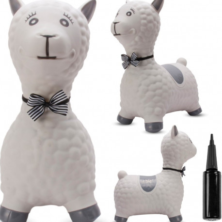 Skoczek gumowy dla dzieci ALPAKA 55cm szary z muszką do skakania z pompką