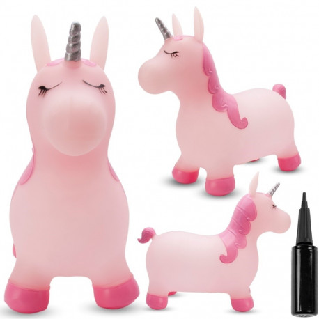 Kelly kummist hüppeloom 60cm sädeleva sarvega ja pumbaga, puudriroosa