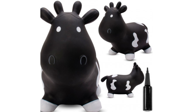 Skoczek gumowy dla dzieci KRÓWKA 57 cm czarno-biały do skakania z pompką