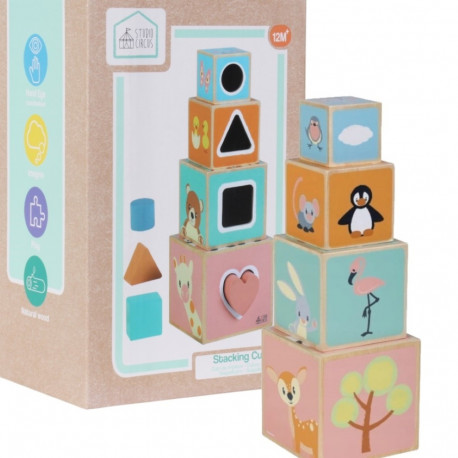 Kõrge puidust klotside sorteerija 8-osaline komplekt 36cm