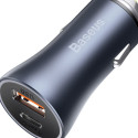 Baseus Golden Contactor Pro car charger, USB + USB-C, QC4.0+, PD, SCP, 40W (gray)