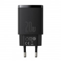 Baseus Compact Quick Charger, USB, USB-C, 20W (black)