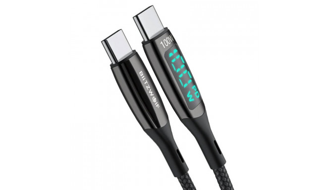 USB-C to USB-C cable BlitzWolf BW-TC23, with display, 100W, 1.8m (black)