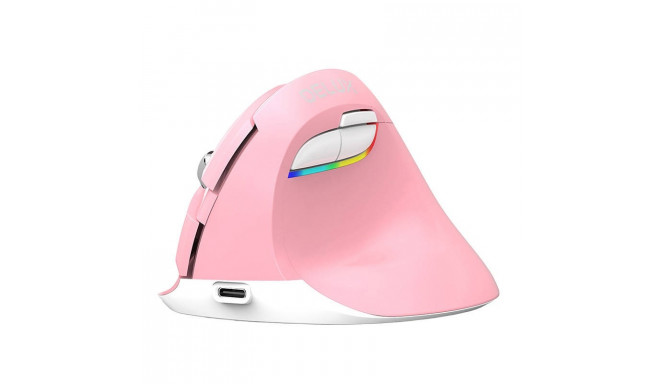 Wireless Vertical Mouse Delux M618Mini DB BT+2.4G 2400DPI (pink)