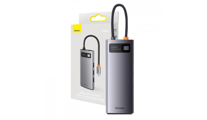 Hub 6in1 Baseus StarJoy Series, USB-C to 3x USB 3.0 + HDMI + USB-C PD + RJ45