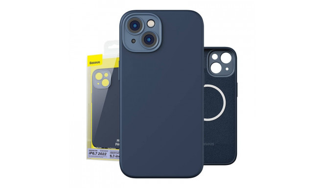 Baseus Liquid Silica Magnetic Case and Tempered Glass set for iPhone 14 Plus (blue)