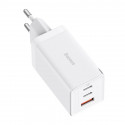 Wall charger Baseus GaN5 Pro 2xUSB-C + USB, 65W (white)