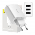 Baseus Compact Quick Charger, 3x USB, 17W (White)