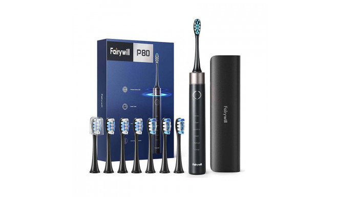 Sonic toothbrush with head set and case FairyWill FW-P80 (Black)