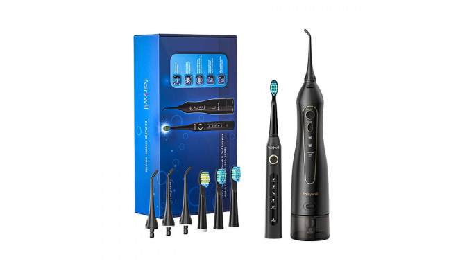 Sonic toothbrush with tip set and water fosser FairyWill FW-507+FW-5020E (black)