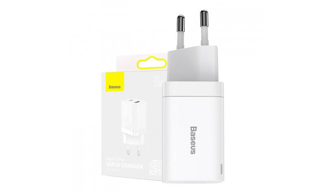 Baseus Super Si Pro Quick Charger USB + USB-C 30W (white)