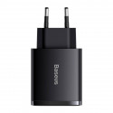 Charger Baseus Compact Quick Charger, 2xUSB, USB-C, PD, 3A, 30W (czarna)