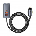 Car charger Baseus Share Together with extension cord, 3x USB, USB-C, 120W (grey)