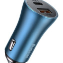 Baseus Golden Contactor Pro car charger, USB + USB-C, QC4.0+, PD, SCP, 40W (blue) + USB-C - Lightnin