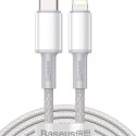 USB-C to Lightning Baseus High Density Braided Cable, 20W, PD, 2m (white)