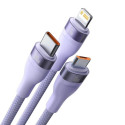 BASEUS cable 3in1 Flash Series II USB A to Micro + Lightning 8-pin + Type C 100W 1.2m purple CASS030