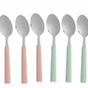 Set of Spoons Dessert Green Pink Silver Stainless steel Plastic 15,7 cm (12 Units)