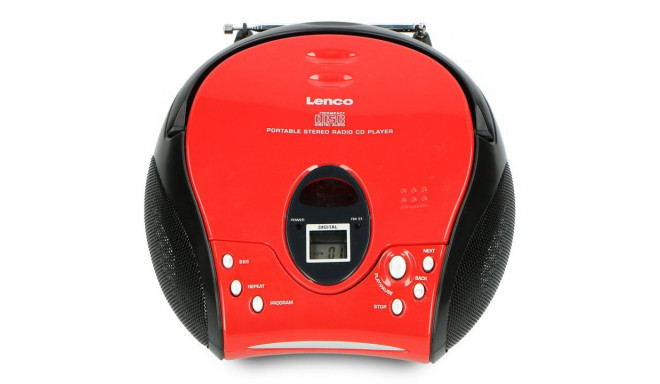 Portable stereo FM radio with CD player Lenco, red and black