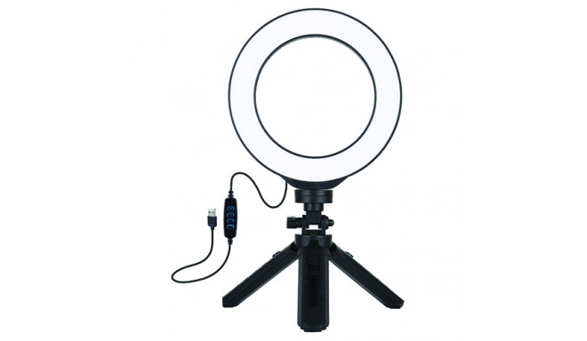 LED Ring Lamp 16cm With Pocket Tripod Mount 12-14.5cm, USB