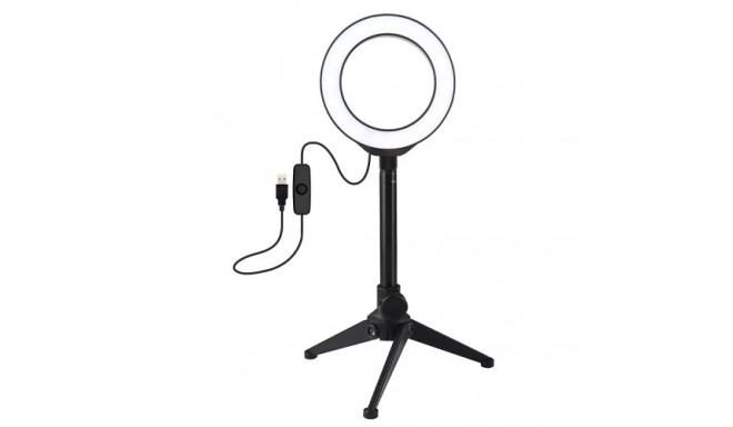 LED Ring Lamp 12cm with Desktop Tripod Mount up to 21.8cm, USB