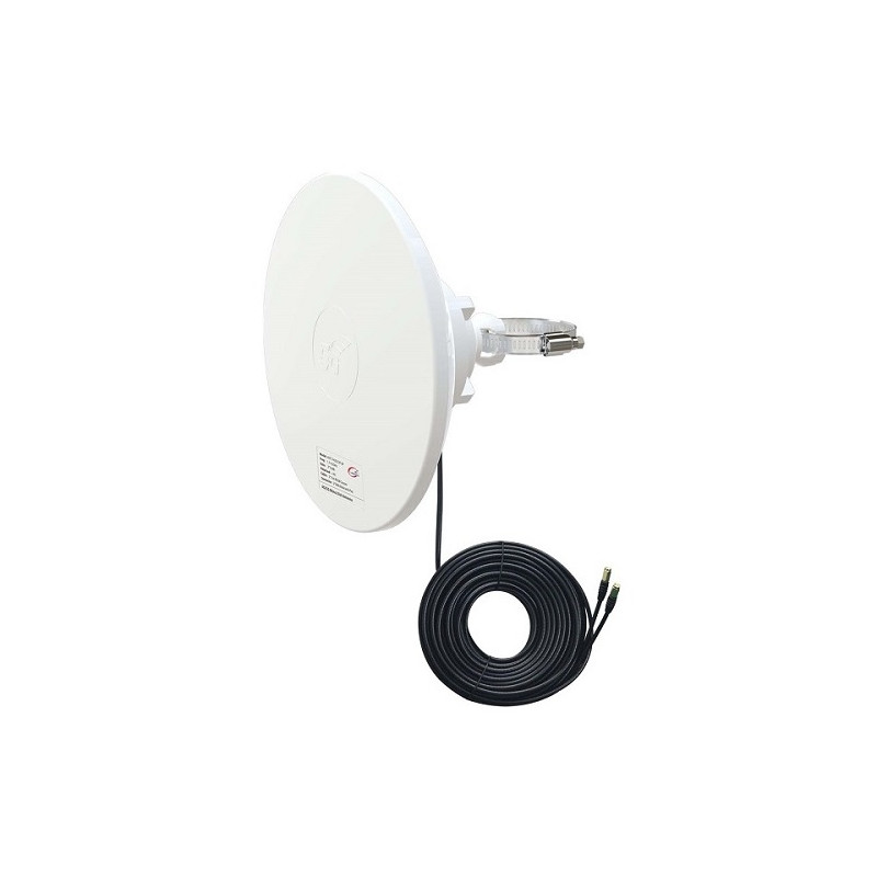 5G / LTE / CBRS 2x2 MIMO Dish Antenna, 1.7-4.2GHz, 2x 12dBi, IP67 ...