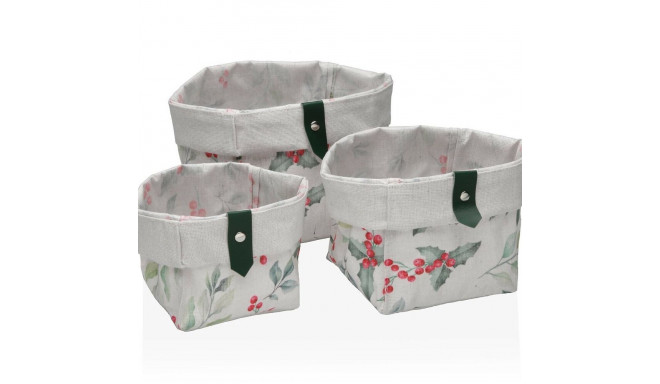 Basket set Versa Acebo Textile 14 x 14 x 14 cm