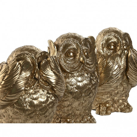 Dekoratiivkuju Home ESPRIT Kuldne Öökull 11 x 11 x 15 cm (3 Ühikut)