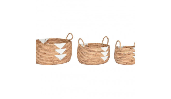 Basket set DKD Home Decor White Natural Rope Seagrass Boho 55 x 55 x 40 cm