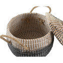 Basket set DKD Home Decor Grey Natural Bicoloured Seagrass Boho 41 x 41 x 33 cm (2 Units)