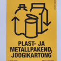 Kleebis prügikastile - Plast- ja metallpakend, joogikartong 145x190mm