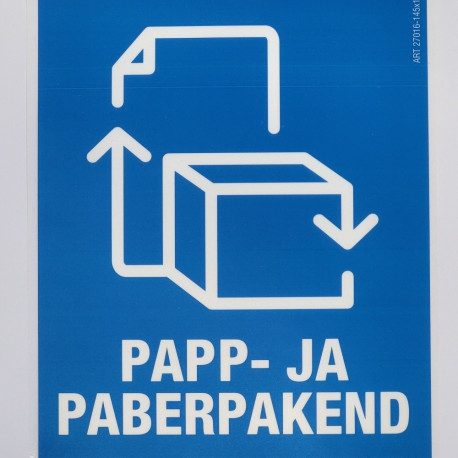 Kleebis prügikastile - Papp- ja paberpakend 145x190mm