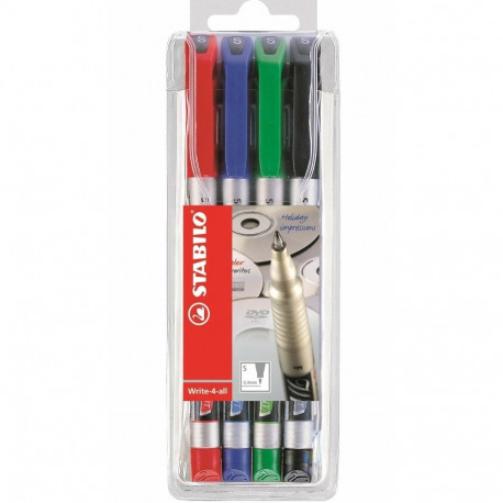 Marker permanent Stabilo Write-4-all, 4-ne komplekt, S 0,4mm