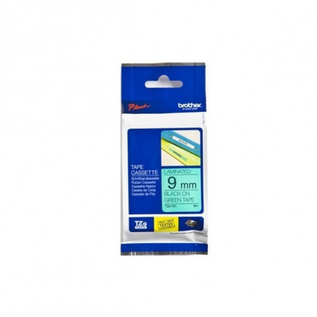Kleepkirjalint Brother TZE-721 roheline, must tekst, laius 9mm