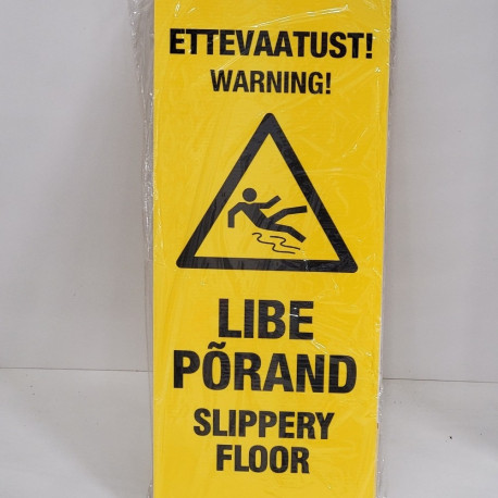 Ohutus - silt hoiatav põrandamärk `Ettevaatust! Libe Põrand` A-suurus 200x500mm erinevad keeled EST/