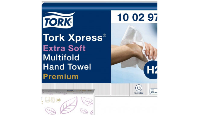 Lehträtik Tork H2 Xpress Multifold eriti pehme valge 2-kihiline, 100 lehte/pk (lehe mõõt 21,2x34cm)