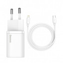 BASEUS travel charger Type C + cable type C to iPhone Lightning 8-pin Super Si PD 20W white TZCCSUP-