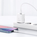 BASEUS travel charger Type C + cable type C to iPhone Lightning 8-pin Super Si PD 20W white TZCCSUP-