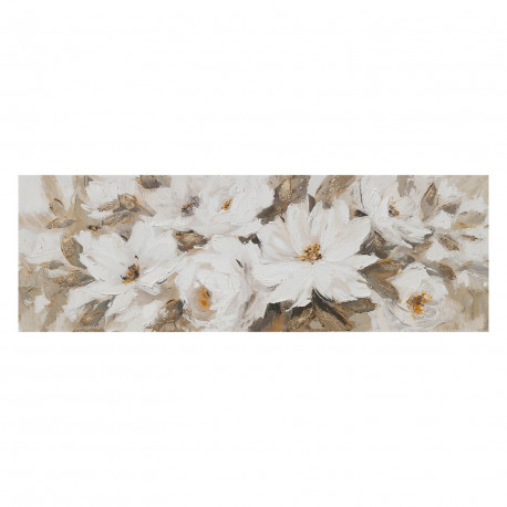 Oil painting 50x150cm, white flowers