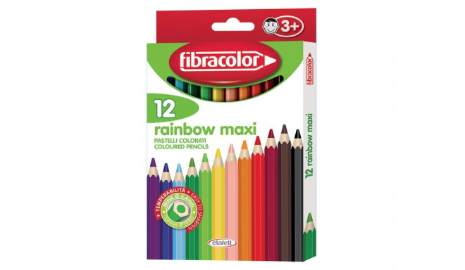 Värvipliiats Fibracolor Rainbow Jumbo Maxi 12 värvi