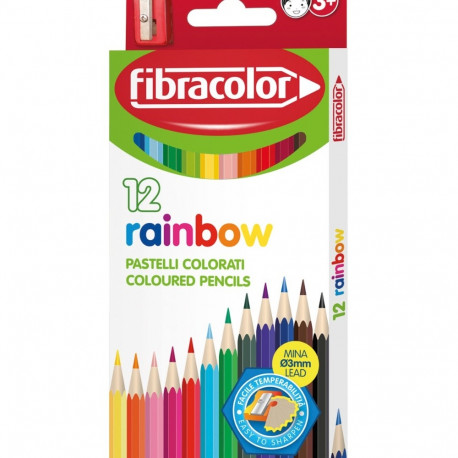 Värvipliiats Fibracolor Rainbow 12 värvi + 1 auguga teritaja