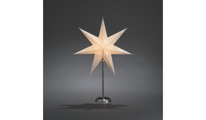 Paberist 7-haruline jõulutäht hõbedasel jalal, D-48cm, K-68cm, E14 lambipesa 15W pirnile, valge kaab